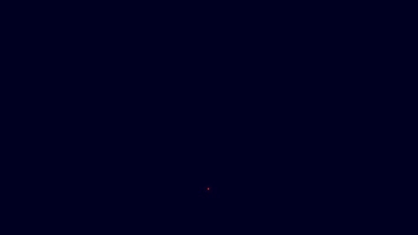 青色の背景に分離されたネオンライン世界中のアイコンを光る 地球上のピン 4Kビデオモーショングラフィックアニメーション — ストック動画