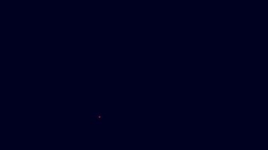 Mavi arka planda parlayan neon hattı Asya erişteleri ve yemek çubukları ikonu. Sokak yemeği. Kore, Japon, Çin yemekleri. 4K Video hareketli grafik canlandırması.
