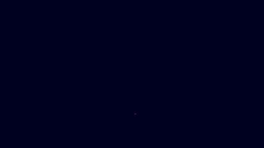 Parlayan neon hattı Mutfak çırpma simgesi mavi arkaplanda izole edildi. Mutfak aletleri, yumurta çırpıcı. Çatal bıçak seti. Yemek karışımı sembolü. 4K Video hareketli grafik canlandırması.