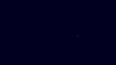 Parlayan neon çizgili piyano ikonu mavi arkaplanda izole edildi. Müzik aleti. 4K Video hareketli grafik canlandırması.