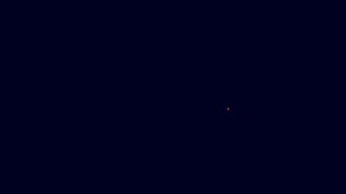 Parlayan neon hattı Conga davul simgesi mavi arkaplanda izole edildi. Müzik aleti. 4K Video hareketli grafik canlandırması.