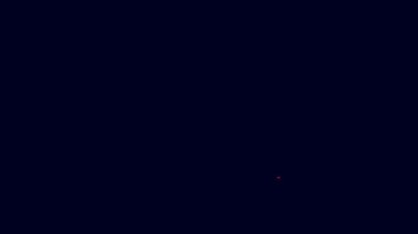 Parlak neon çizgisi dikdörtgen yastık simgesi mavi arkaplanda izole edilmiş. Yastık tabelası. Ortopedik yastık. 4K Video hareketli grafik canlandırması.