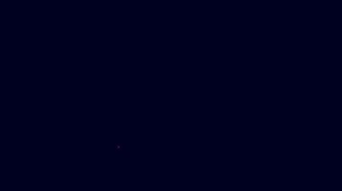 Parlayan neon hattı mavi arka planda izole edilmiş uyku hapı ikonu. 4K Video hareketli grafik canlandırması.