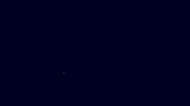 Parlayan neon hattı mavi arka planda izole edilmiş bir şapka simgesi. Uyumak için şapka. 4K Video hareketli grafik canlandırması.