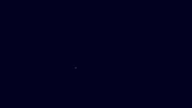 Parlayan neon çizgi ikonu mavi arkaplanda izole edildi. Kazanan sembol. 4K Video hareketli grafik canlandırması.
