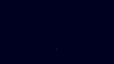 Parlayan neon hattı Kestane simgesi mavi arkaplanda izole edildi. Dikenli ve sert kestane. 4K Video hareketli grafik canlandırması.