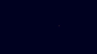Parlayan neon çizgisi Oyun alanı simgesinde sallanan uçak mavi arkaplanda izole edildi. Uçaklı atlıkarınca çocukları. Eğlence ikonu. 4K Video hareketli grafik canlandırması.