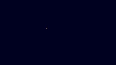 Mavi arka planda izole edilmiş anaokulu çocukları için parlak neon hattı Eğitim mantık oyunu. Çocuk faaliyet listesi. Küplerin sayısını say. 4K Video hareketli grafik canlandırması.