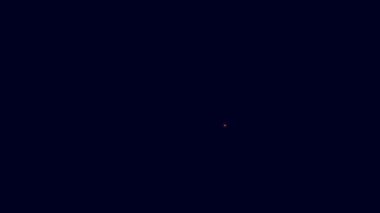 Parlayan neon hattı çubuk simgesi mavi arkaplanda izole edildi. 4K Video hareketli grafik canlandırması.