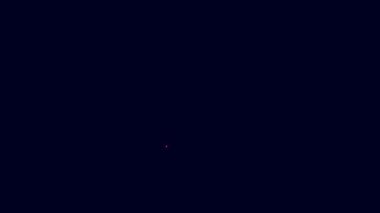 Parlayan neon çizgisi Tahterevalli simgesi mavi arkaplanda izole edildi. Tahterevalli eşit yönetim kurulu. Oyun alanı sembolü. 4K Video hareketli grafik canlandırması.