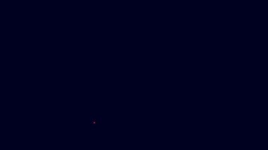 Parlayan neon hattı ev planı simgesi mavi arka planda izole edildi. 4K Video hareketli grafik canlandırması.