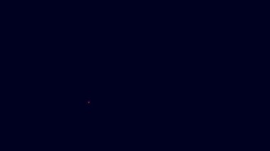 Parlayan neon hattı işçi kaskı simgesi mavi arka planda izole edildi. 4K Video hareketli grafik canlandırması.