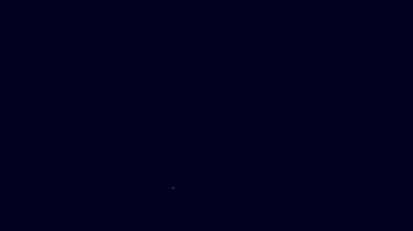 Parlayan neon hattı Clover folyo yaprağı simgesi mavi arkaplanda izole edildi. Aziz Patrick gününüz kutlu olsun. Ulusal İrlanda bayramı. 4K Video hareketli grafik canlandırması.