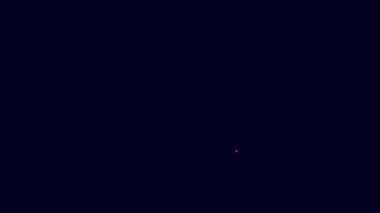 Parlak neon çizgisi altın leprikon sikke ve mavi arka planda izole yonca folyo yaprağı ikonu. Aziz Patrick gününüz kutlu olsun. Ulusal İrlanda bayramı. 4K Video hareketli grafik canlandırması.