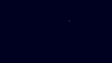 Parlayan neon çizgisi mavi arkaplanda geniş açı resim simgesi izole edildi. Panorama manzaralı. 4K Video hareketli grafik canlandırması.