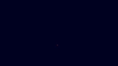 Parlayan neon çizgi 360 derece görüntü simgesi mavi arkaplanda izole edildi. Sanal gerçeklik. 360 derecelik açıyla. Panorama fotoğrafı. 4K Video hareketli grafik canlandırması.