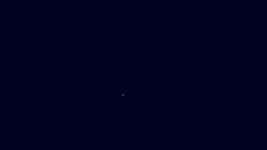 Parlayan neon hattı 3D modelleme simgesi mavi arkaplanda izole edildi. Artırılmış gerçeklik mi yoksa sanal gerçeklik mi? 4K Video hareketli grafik canlandırması.