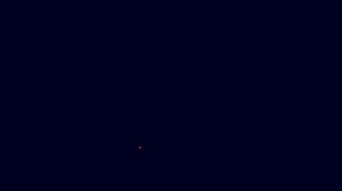 Parlayan neon çizgi 360 derece görüntü simgesi mavi arkaplanda izole edildi. Sanal gerçeklik. 360 derecelik açıyla. Panorama fotoğrafı. 4K Video hareketli grafik canlandırması.