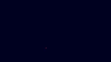 Parlayan neon çizgi 360 derece görüntü simgesi mavi arkaplanda izole edildi. Sanal gerçeklik. 360 derecelik açıyla. Panorama fotoğrafı. 4K Video hareketli grafik canlandırması.