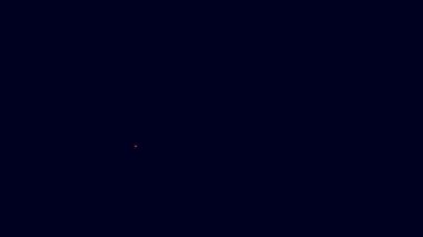Parlayan neon çizgi 360 derece görüntü simgesi mavi arkaplanda izole edildi. Sanal gerçeklik. 360 derecelik açıyla. Panorama fotoğrafı. 4K Video hareketli grafik canlandırması.