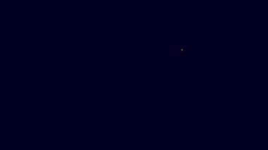 Parlayan neon çizgili cüzdan simgesi mavi arkaplanda izole edildi. Çanta ikonu. Nakit tasarruf sembolü. 4K Video hareketli grafik canlandırması.