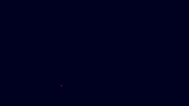 Parlayan neon çizgisi Masonların sembolü Tanrı 'nın her şeyi gören ikonu mavi arka planda izole edilmiş. Üçgendeki Tanrı 'nın Gözü. 4K Video hareketli grafik canlandırması.