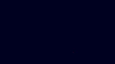 Parlayan neon çizgisi papyon simgesi mavi arkaplanda izole edildi. 4K Video hareketli grafik canlandırması.