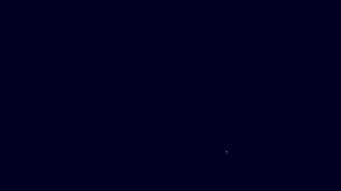 Parlayan neon hattı sihirli top ikonu mavi arkaplanda izole edildi. Kristal küre. 4K Video hareketli grafik canlandırması.