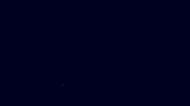 Parlayan neon çizgi anahtarı simgesi mavi arkaplanda izole edildi. Anahtar tamir aleti. Servis aracı sembolü. 4K Video hareketli grafik canlandırması.