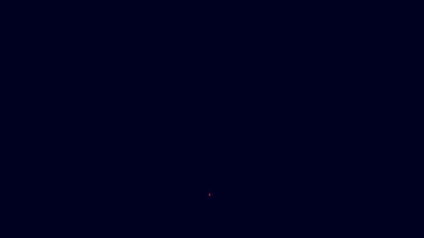 ネオンラインの輝き青の背景に孤立したリングベルアイコン アラーム記号 サービスベル ハンドベル記号 通知記号 4Kビデオモーショングラフィックアニメーション — ストック動画