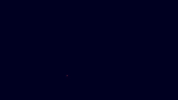 Gloeiende Neon Lijn Storm Icoon Geïsoleerd Blauwe Achtergrond Wolk Bliksem — Stockvideo
