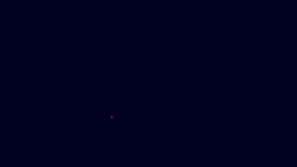 发光的霓虹灯线在线播放视频图标孤立的蓝色背景 带游戏标志的笔记本电脑和电影胶片 4K视频运动图形动画 — 图库视频影像