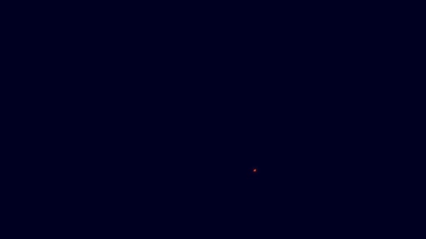 青色の背景に輝くネオンライン都市景観のアイコン メトロポリス建築パノラマ風景 4Kビデオモーショングラフィックアニメーション — ストック動画