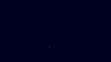 Parlayan neon hattı Zarfta mavi arka planda izole edilmiş noel partisi davetiye kartı simgesi var. Mutlu Noeller ve mutlu yıllar. 4K Video hareketli grafik canlandırması.