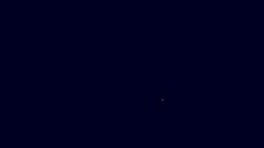 Parlayan neon çizgisi Kanepe simgesi mavi arkaplanda izole edildi. 4K Video hareketli grafik canlandırması.