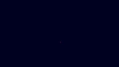 Mavi arkaplanda izole edilmiş oyun konsolu simgesi için parlayan neon çizgi oyun denetleyici veya joystick. 4K Video hareketli grafik canlandırması.
