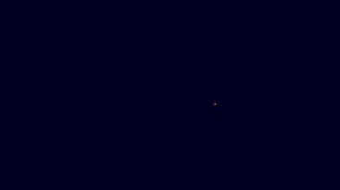 Parlayan neon hattı taşınabilir oyun konsolu simgesi mavi arkaplanda izole edildi. El bilgisayarı oyun konsolu. 4K Video hareketli grafik canlandırması.