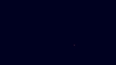Mavi arkaplanda izole edilmiş oyun konsolu simgesi için parlayan neon çizgi oyun denetleyici veya joystick. 4K Video hareketli grafik canlandırması.