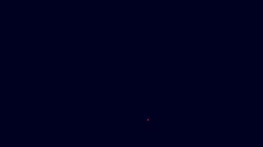 Parlayan neon hattı Lifebuoy simgesi mavi arkaplanda izole edildi. Can simidi sembolü. 4K Video hareketli grafik canlandırması.