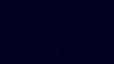 Parlayan neon hattı. Mavi arka planda kalkan ikonu olan teslimat güvenliği. Teslimat sigortası. Kalkanın ötesinde sigorta kutuları var. 4K Video hareketli grafik canlandırması.