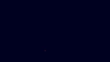 Yanan ev simgesinde parlayan neon hattı yangını mavi arka planda izole edildi. Sigorta konsepti. Güvenlik, güvenlik, koruma, konsept koruma. 4K Video hareketli grafik canlandırması.