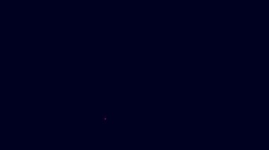 Parlayan neon hattı alev ikonu mavi arkaplanda izole edildi. 4K Video hareketli grafik canlandırması.