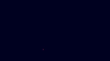 Parlayan neon çizgi oyun zar simgesi mavi arkaplanda izole edildi. Kumarhane kumarı. 4K Video hareketli grafik canlandırması.