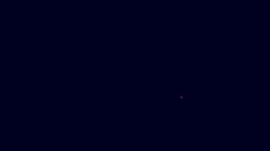 Parlayan neon hattı Checker oyun çipleri simgesi mavi arkaplanda izole edildi. 4K Video hareketli grafik canlandırması.