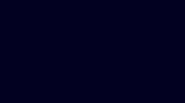 Parlayan neon hattı gülümseyen dudaklar mavi arka planda izole edilmiş. Gülümse. 4K Video hareketli grafik canlandırması.