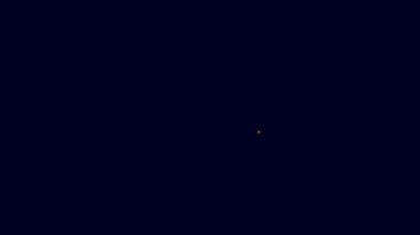 Parlayan neon çizgisi ağaç halkaları ikonu mavi arkaplanda izole edildi. Ahşap kesit. 4K Video hareketli grafik canlandırması.