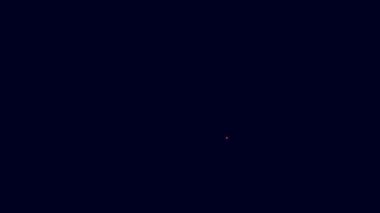 Parlak neon çizgisi çelik dişli disk ikonu mavi arka planda izole edilmiş dairesel testere. Tahta ya da metal kesmek için elektrikli el aleti. 4K Video hareketli grafik canlandırması.