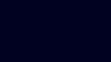 Parlayan neon çizgisi El mavi arka planda izole edilmiş bir ikon gördü. 4K Video hareketli grafik canlandırması.