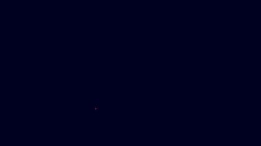 Parlak neon çizgili iğne ve iğne ikonu mavi arka planda izole edilmiş. El yapımı ve dikiş teması. 4K Video hareketli grafik canlandırması.