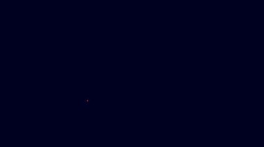 Parlayan neon hattı mavi arkaplanda izole edilmiş elektrikli demir ikon. Buhar ütüsü. 4K Video hareketli grafik canlandırması.